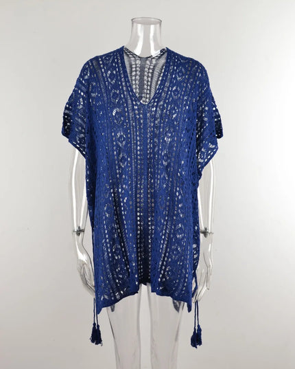 Angel Wings Cutout V-Neck Cover-Up with Tassel 