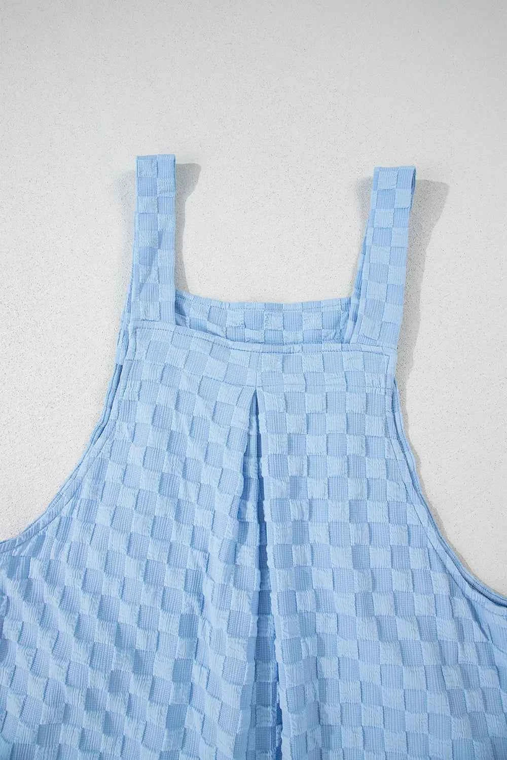 Checkered Pocketed Wide Leg Overalls