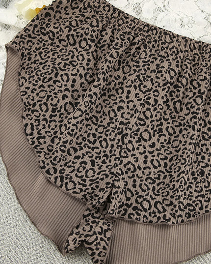 Leopard Cami Cardigan and Shorts 3-Piece Set