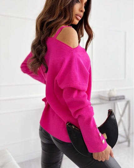 Asymmetrical Neck Buttoned Top
