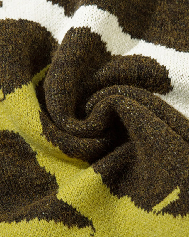 Men's Abstract Pattern Distressed Hem Sweater