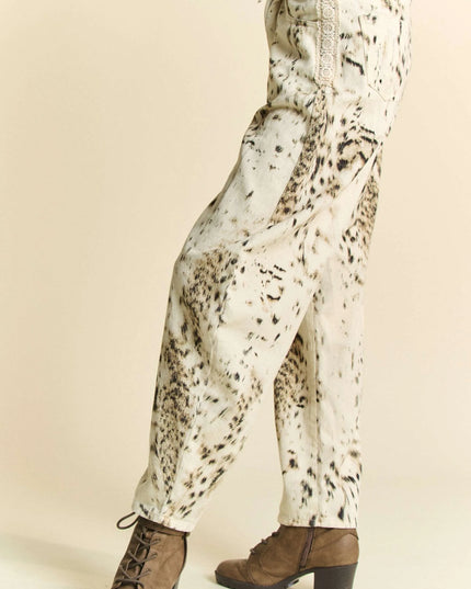 Davi & Dani Abstract Tie Dye Dot Lace Detail Barrel Pants