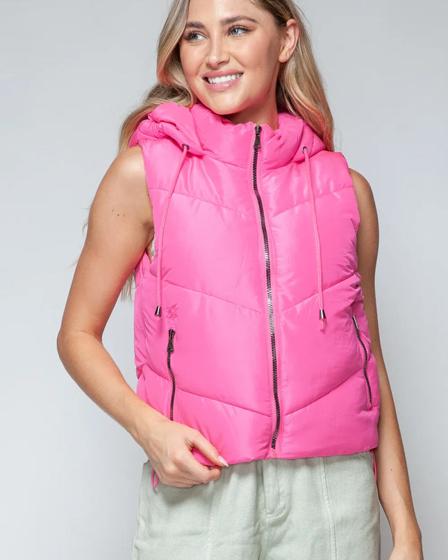 Snobbish Zip Up Quilted Hooded Vest