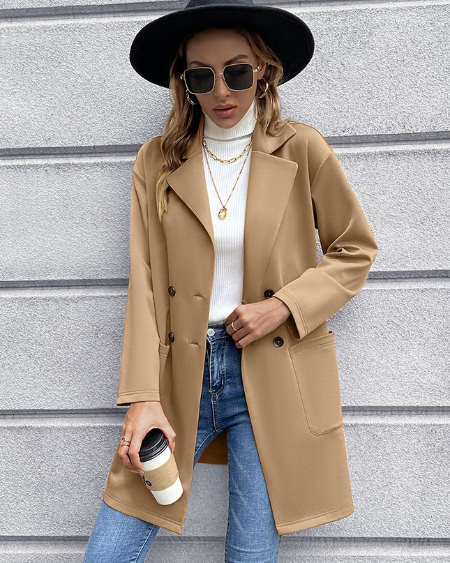 Ivy Lane Lapel Collar Long Sleeve Blazer Camel