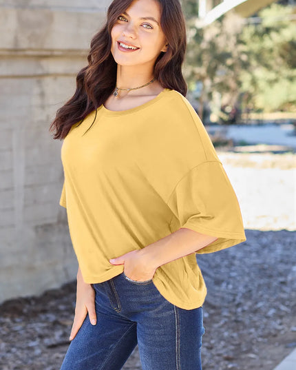 Basic Bae Bamboo Full Size Round Neck Drop Shoulder T-Shirt