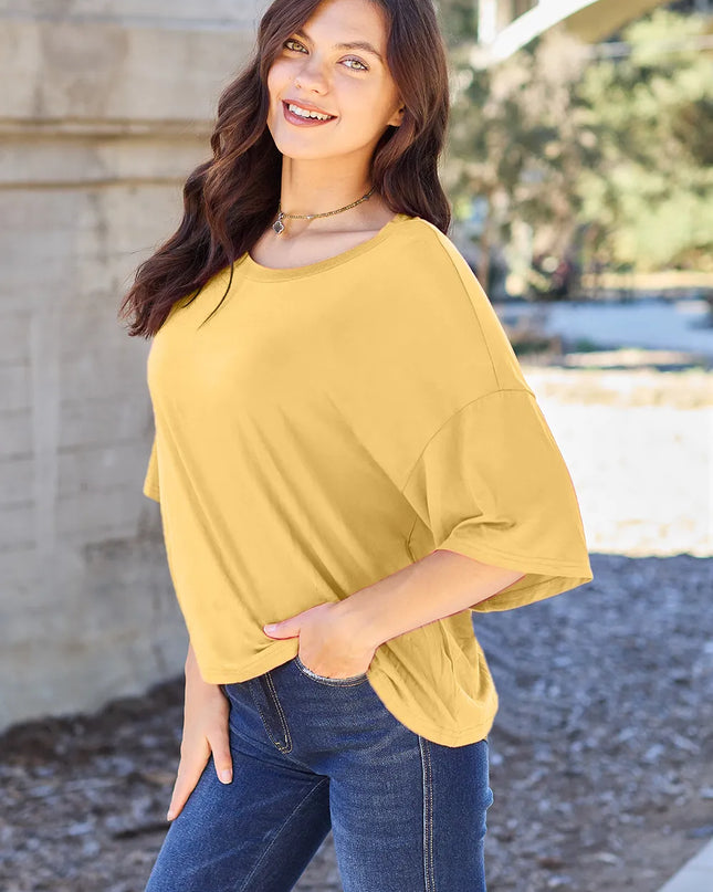 Basic Bae Bamboo Full Size Round Neck Drop Shoulder T-Shirt