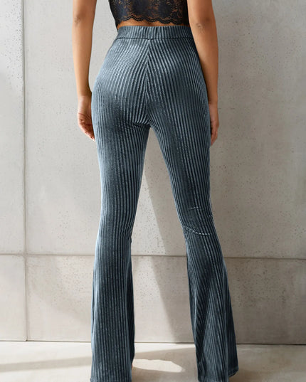 High-Waisted Ribbed Velvet Flare Pants