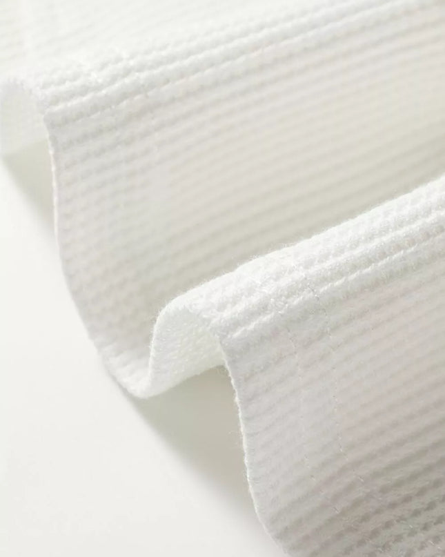 Rounded Neck Waffle Long Sleeve Top