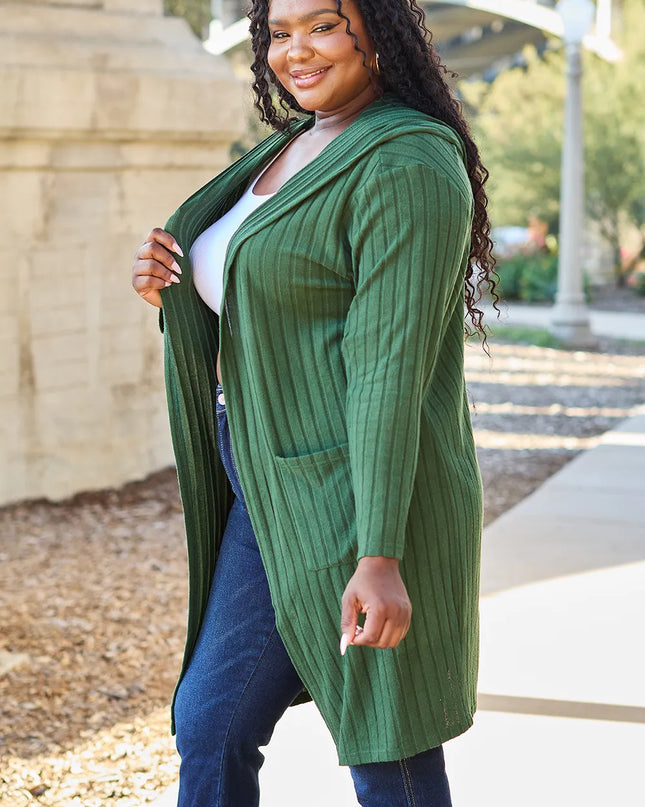 Basic Bae Full Size Hooded Sweater Cardigan