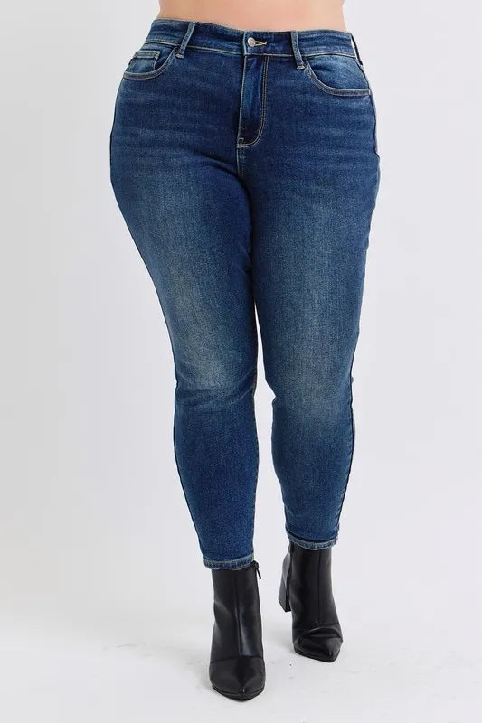 Judy Blue Full Size Run Mid-Rise Waist Skinny Jeans with Thermal Lining