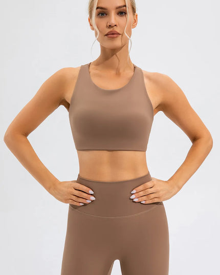 Round Neck Cutout Cropped Active Tank 