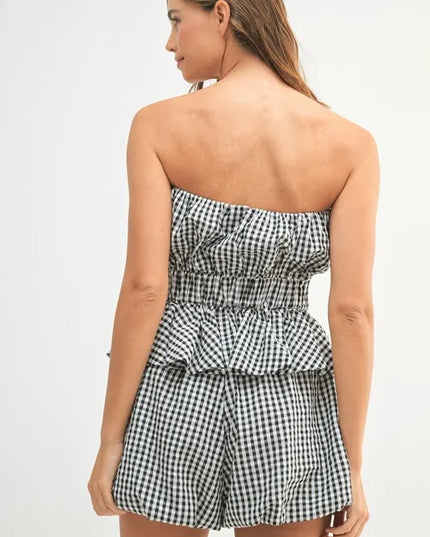 MABLE Gingham Tube Top and Shorts Set