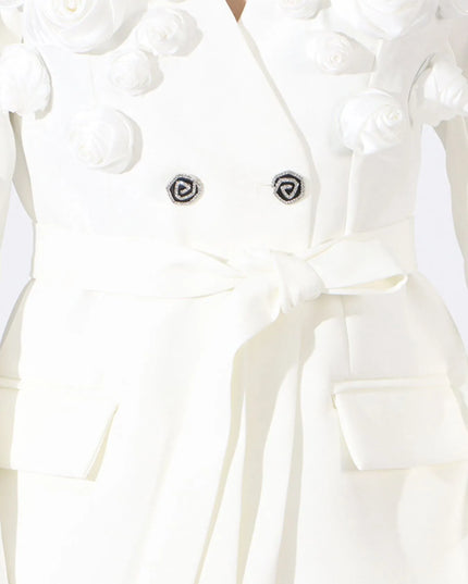 Flower Long Sleeve Blazer and Pants Set