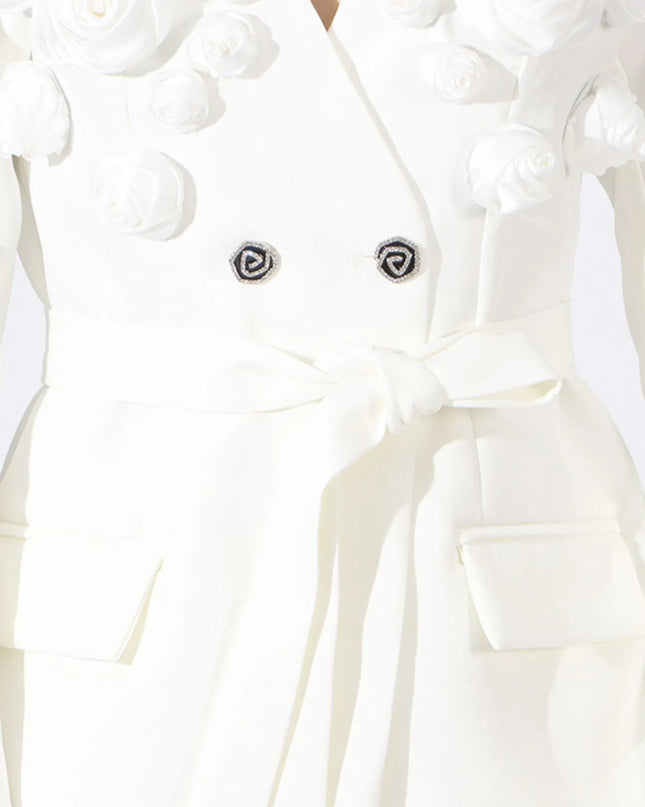 Flower Long Sleeve Blazer and Pants Set