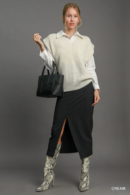 Umgee Oversized V Neck Vest