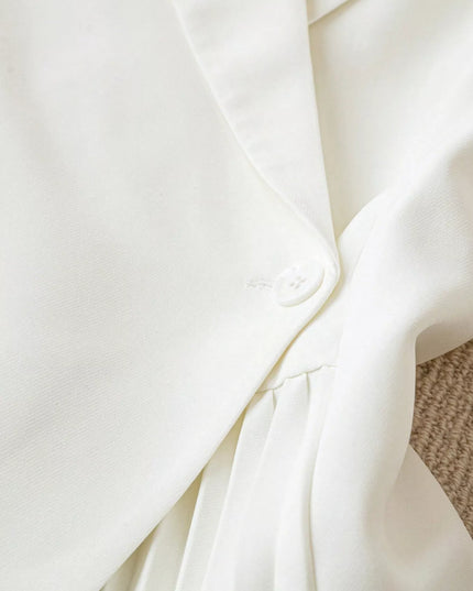 One Button Asymmetric Pleated Hem Blazer