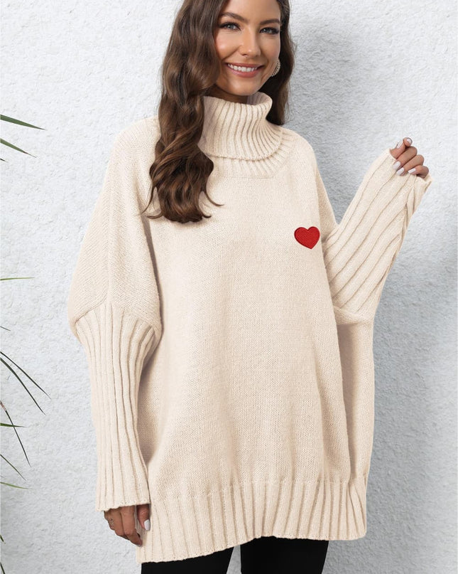 Turtle Neck Long Sleeve Ribbed Sweater