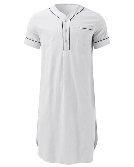 Men's Full Size Button Detail Short Sleeve Lounge Dress Plus Size