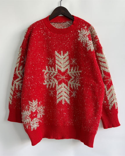 Snowflake Pattern Long Sleeve Sweater