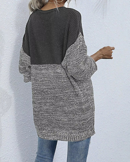 Color Block Long Sleeve Oversized Sweater