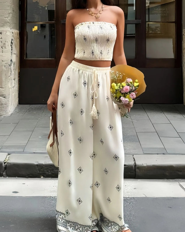 Smocked Tube Top and Pants Set