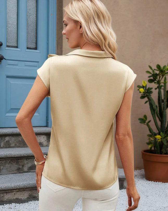 Bow Tie Cap Sleeve Blouse