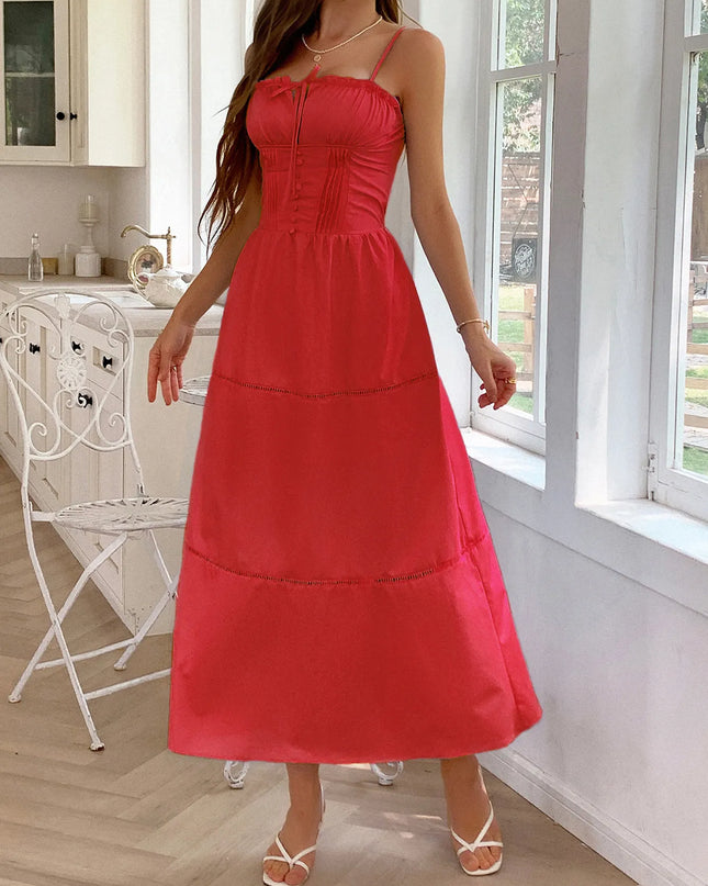 Smocked Back Tie Front Cami Dress