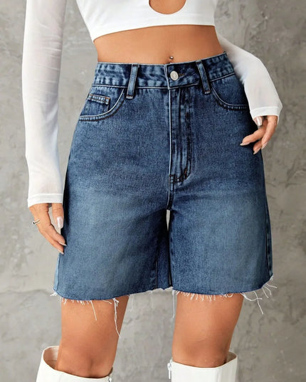 Frayed Hem Denim Shorts 