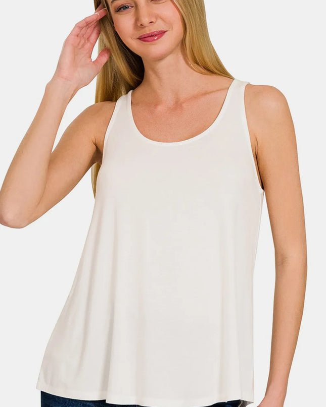 Zenana Round Neck Flowy Hem Tank