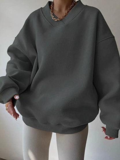 Dropped Shoulder Long Sleeve Oversized Sweatshirt Dark Gray