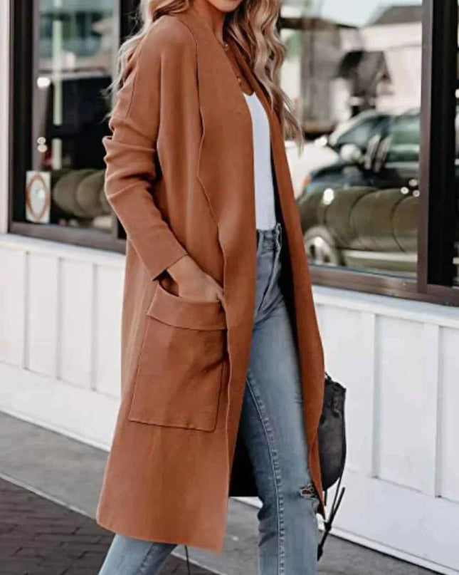 Open Front Dropped Shoulder Outerwear