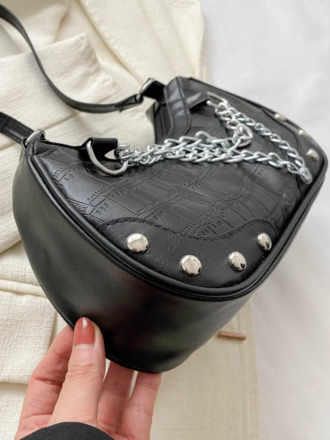 Chain PU Leather Shoulder Bag 