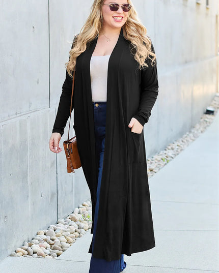 Basic Bae Full Size Open Front Long Sleeve Cover Up