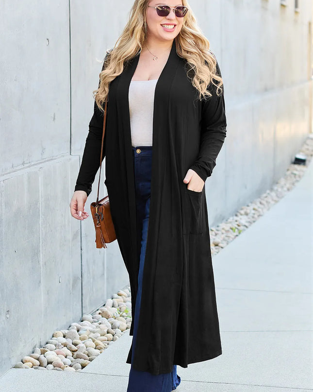 Basic Bae Full Size Open Front Long Sleeve Cover Up