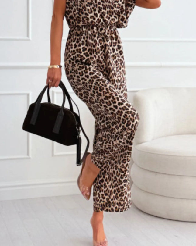 Animal Print Wide Leg Jumpsuit