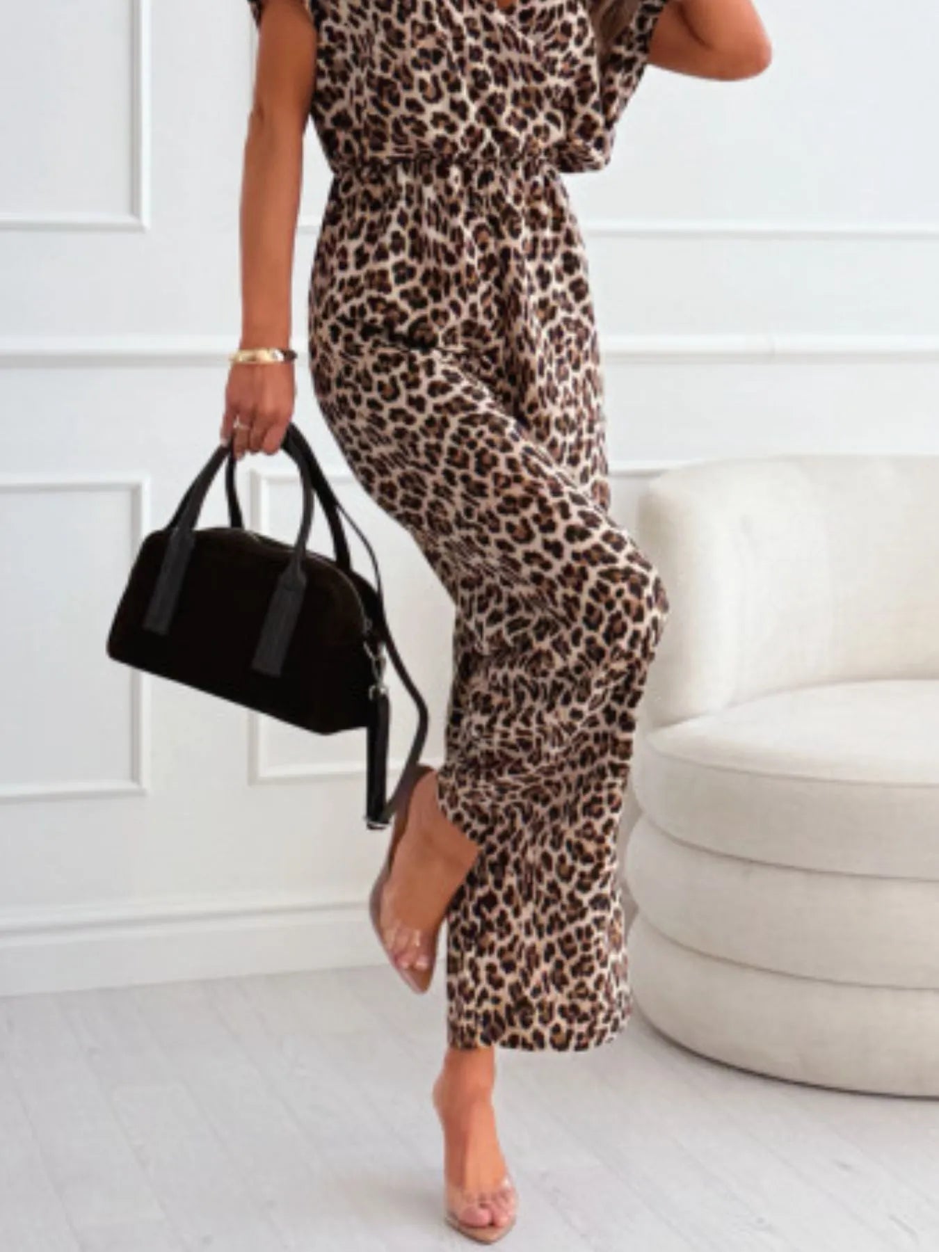 Animal Print Wide Leg Jumpsuit