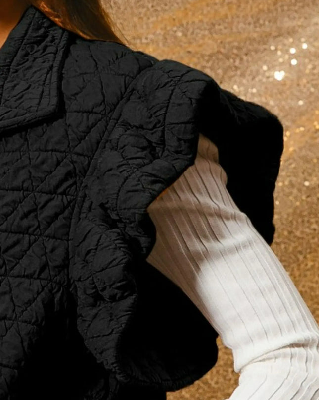 BiBi Quilting Knit Ruffle Sleeve Vest