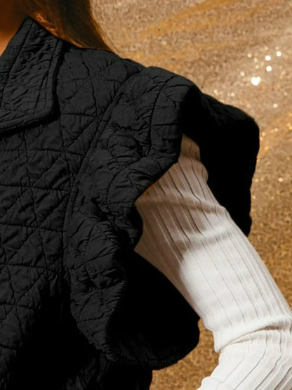 BiBi Quilting Knit Ruffle Sleeve Vest