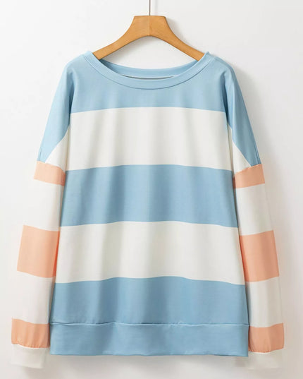 Color Block Drop Shoulder Long Sleeve Top