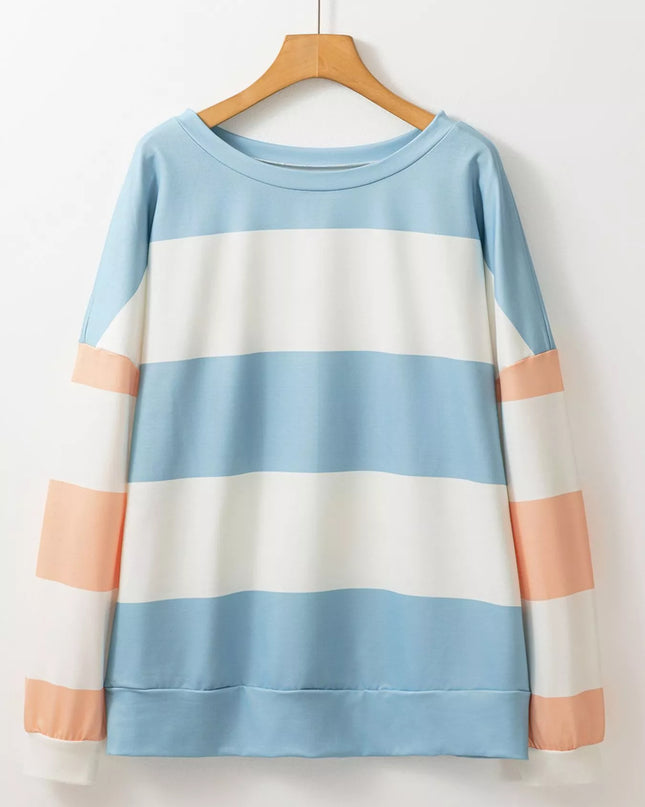Color Block Drop Shoulder Long Sleeve Top