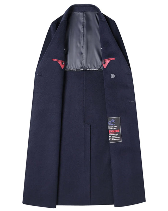 Men's Plus Size Double-Breasted Long Wool Coat