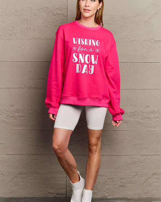 Simply Love Full Size WISHING FOR A SNOW DAY Round Neck Sweatshirt