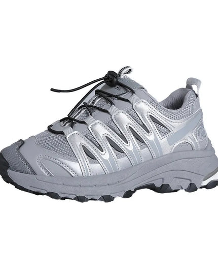 Lace-Up Mesh Platform Athletic Shoes