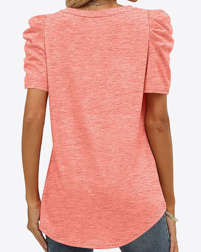 V-Neck Puff Sleeve Tee