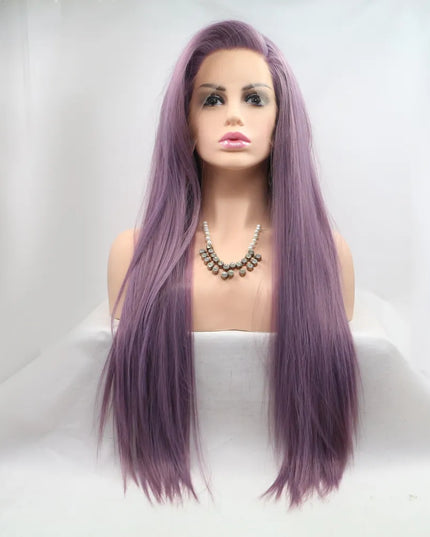 13*3" Lace Front Wigs Synthetic Long Straight 24" 130% Density Purple One Size