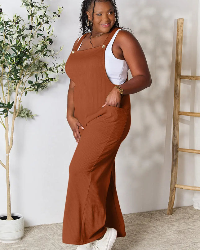 Double Take Full Size Wide Strap Overall with Pockets