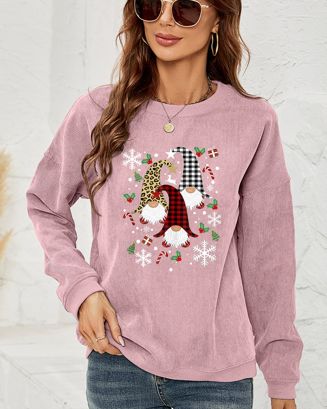 Faceless Gnome Graphic Drop Shoulder Sweatshirt Dusty Pink