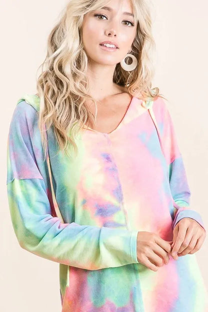 BiBi Tie Dye Terry Long Sleeve Hoodie