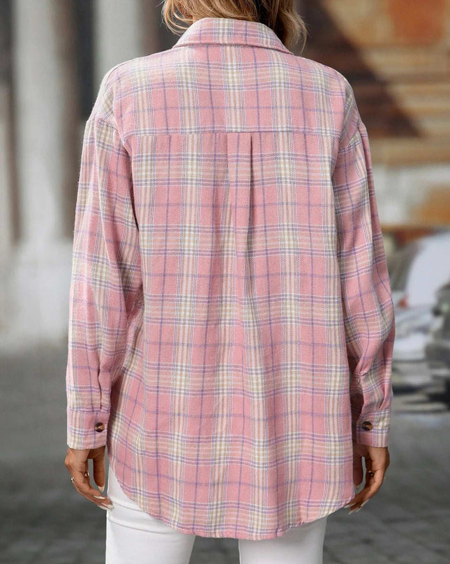 Plaid Button-Down Oversized Shirt