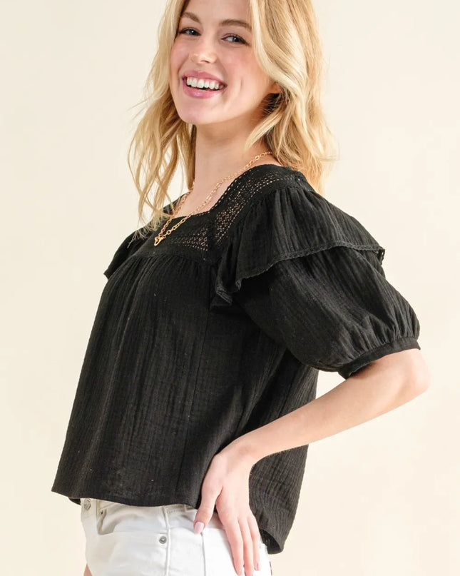 And The Why Square Neck Ruffled Blouse 